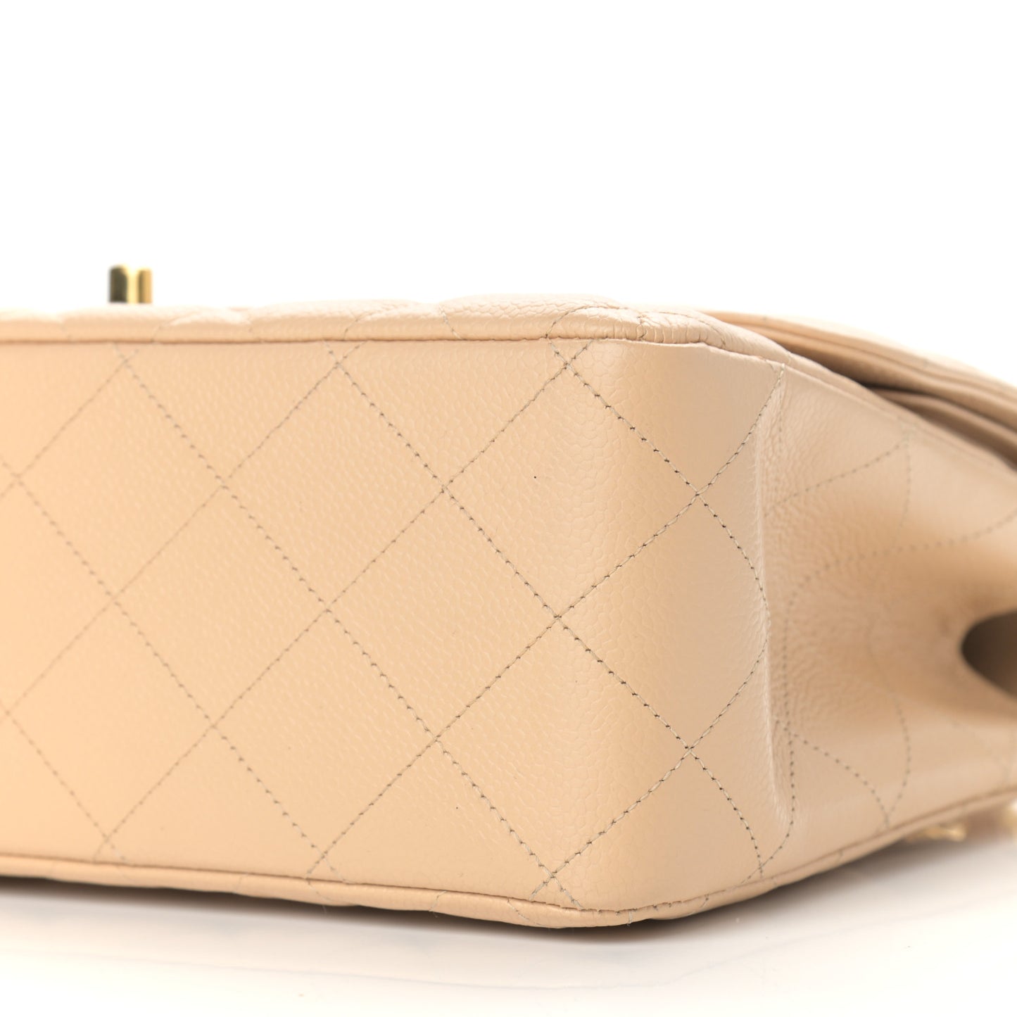 Caviar Quilted Jumbo Double Flap Beige