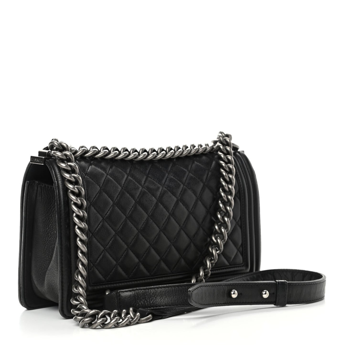 Calfskin Quilted Medium Boy Flap Black