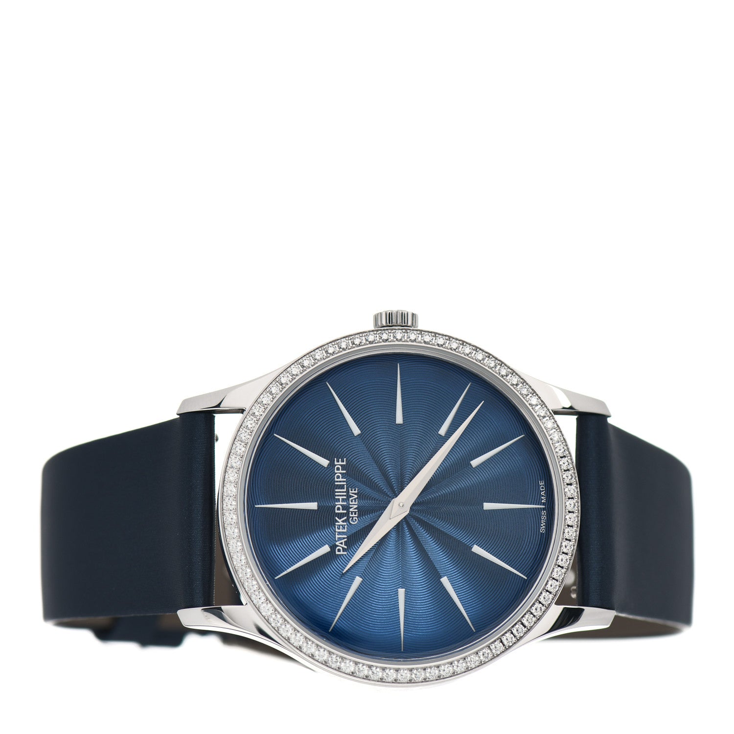 Patek Philippe 18K White Gold Satin Diamond 35mm Calatrava Automatic Watch Midnight Blue 4997/200G 2 of 5