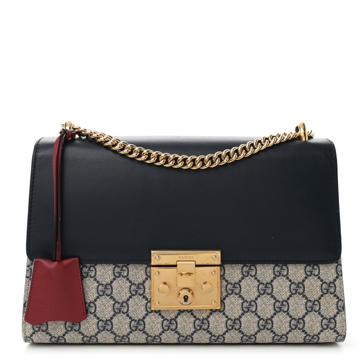 Gucci GG Supreme Monogram Calfskin Medium Padlock Shoulder Bag Beige Blue Mystic White Hibiscus Red 1 of 11