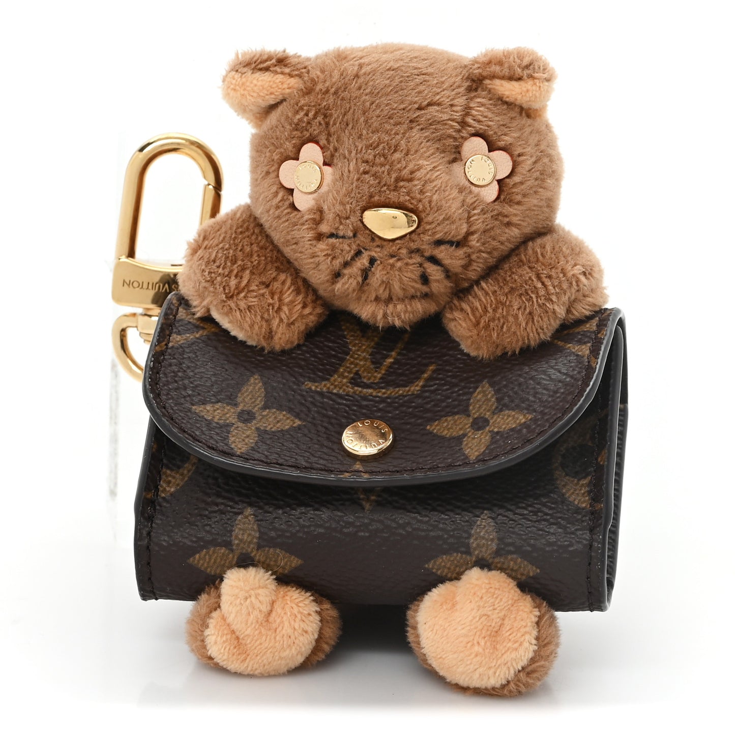 Monogram Cute Cat Pouch Earphones Case