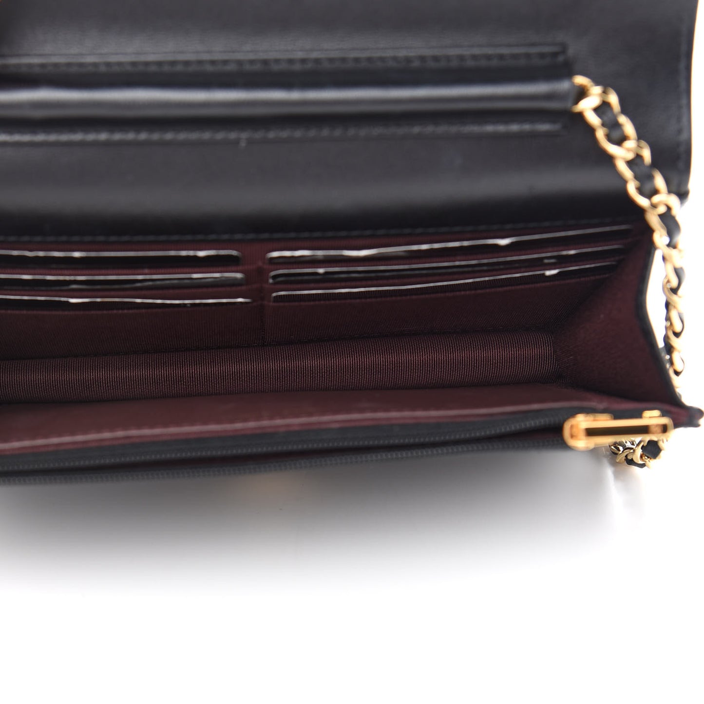 Lambskin Quilted Wallet On Chain WOC Black