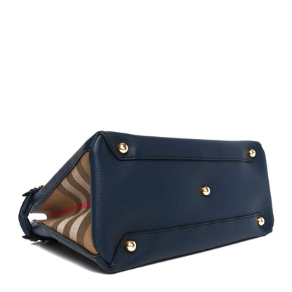 Burberry Derby Calfskin House Check Medium Banner Tote Ink Blue 4 of 10