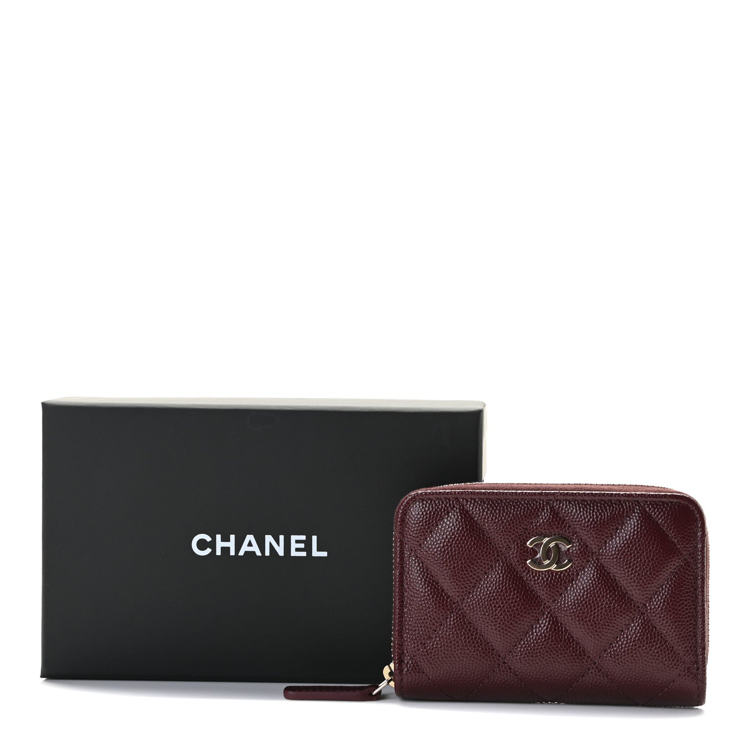 Chanel Caviar Quilted Zip Around Coin Purse Burgundy 8 of 8