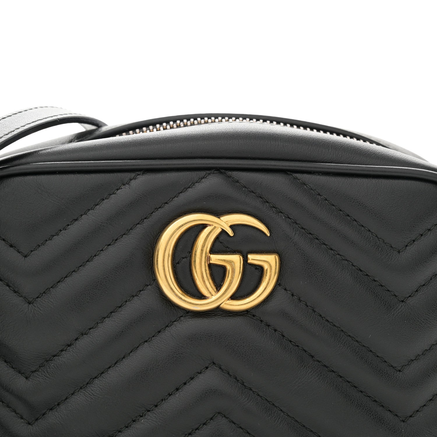 Gucci Calfskin Matelasse Mini GG Marmont Chain Shoulder Bag Black 8 of 14