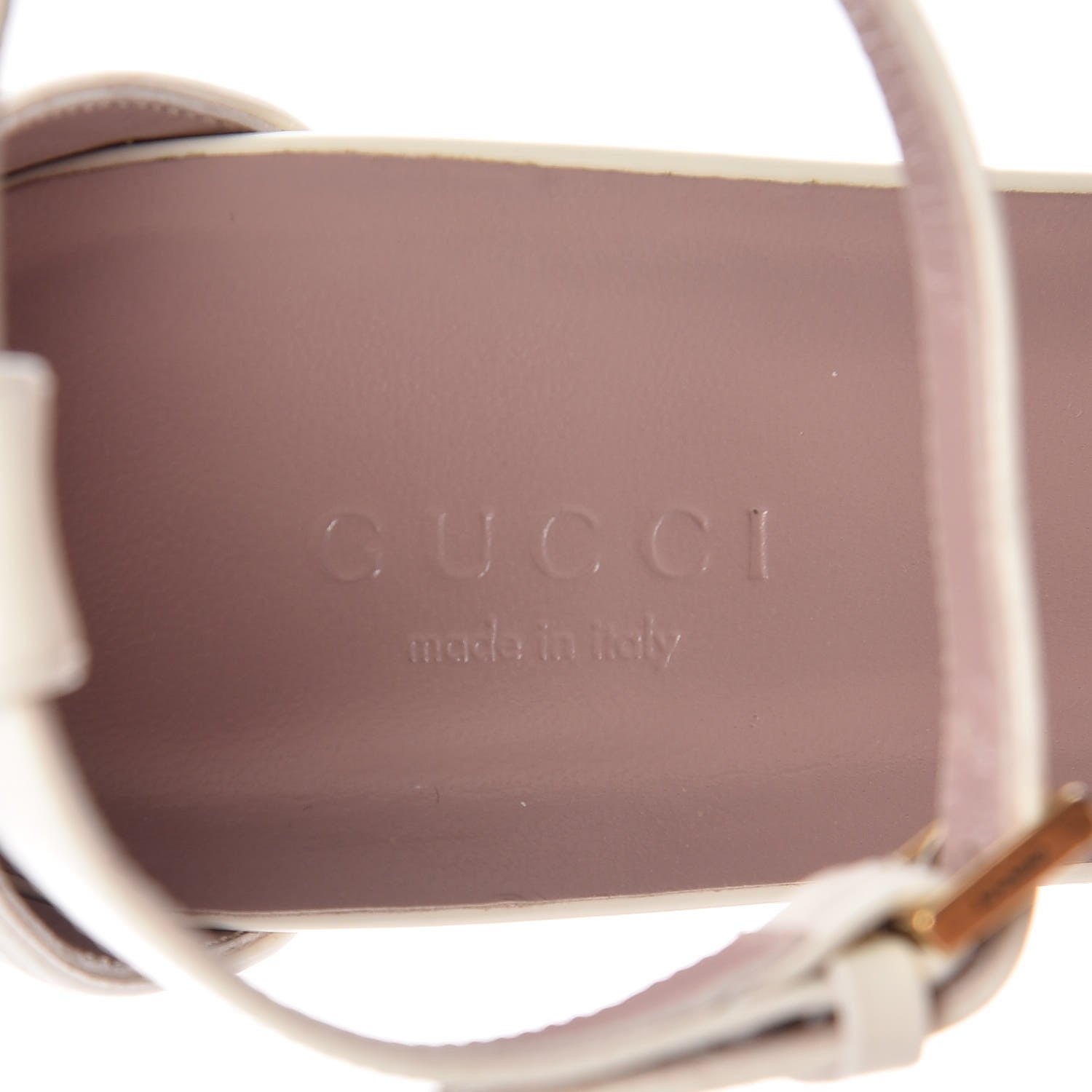 Gucci Patent Calfskin Liliane Horsebit Sandals 37 Off White 6 of 10