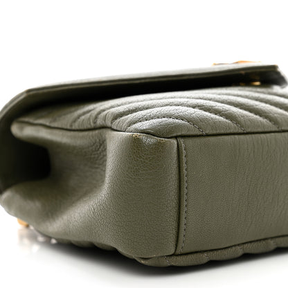 Saint Laurent Sheepskin Matelasse Chevron Monogram Medium College Bag Military Olive 9 of 13