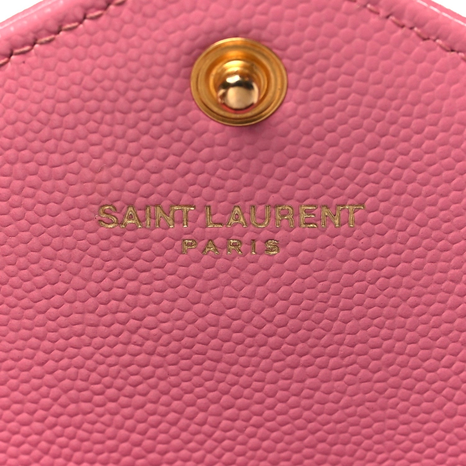 Saint Laurent Grain De Poudre Matelasse Chevron Monogram Envelope Chain Wallet Rose Clair 6 of 10
