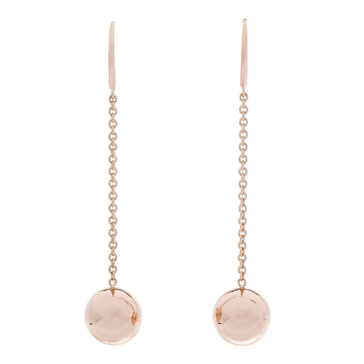 Tiffany 18K Rose Gold 10mm HardWear Ball Hook Drop Earrings 1 of 4