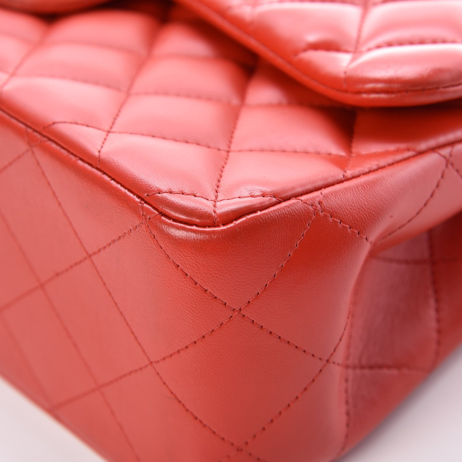 Chanel Lambskin Quilted Jumbo Double Flap Red 11 of 14