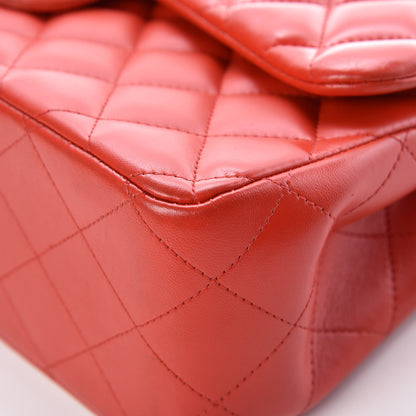 Chanel Lambskin Quilted Jumbo Double Flap Red 11 of 14