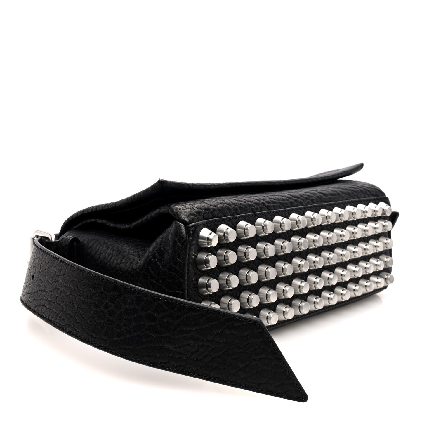 Pebbled Lambskin Medium Ricco Flap Bag Black