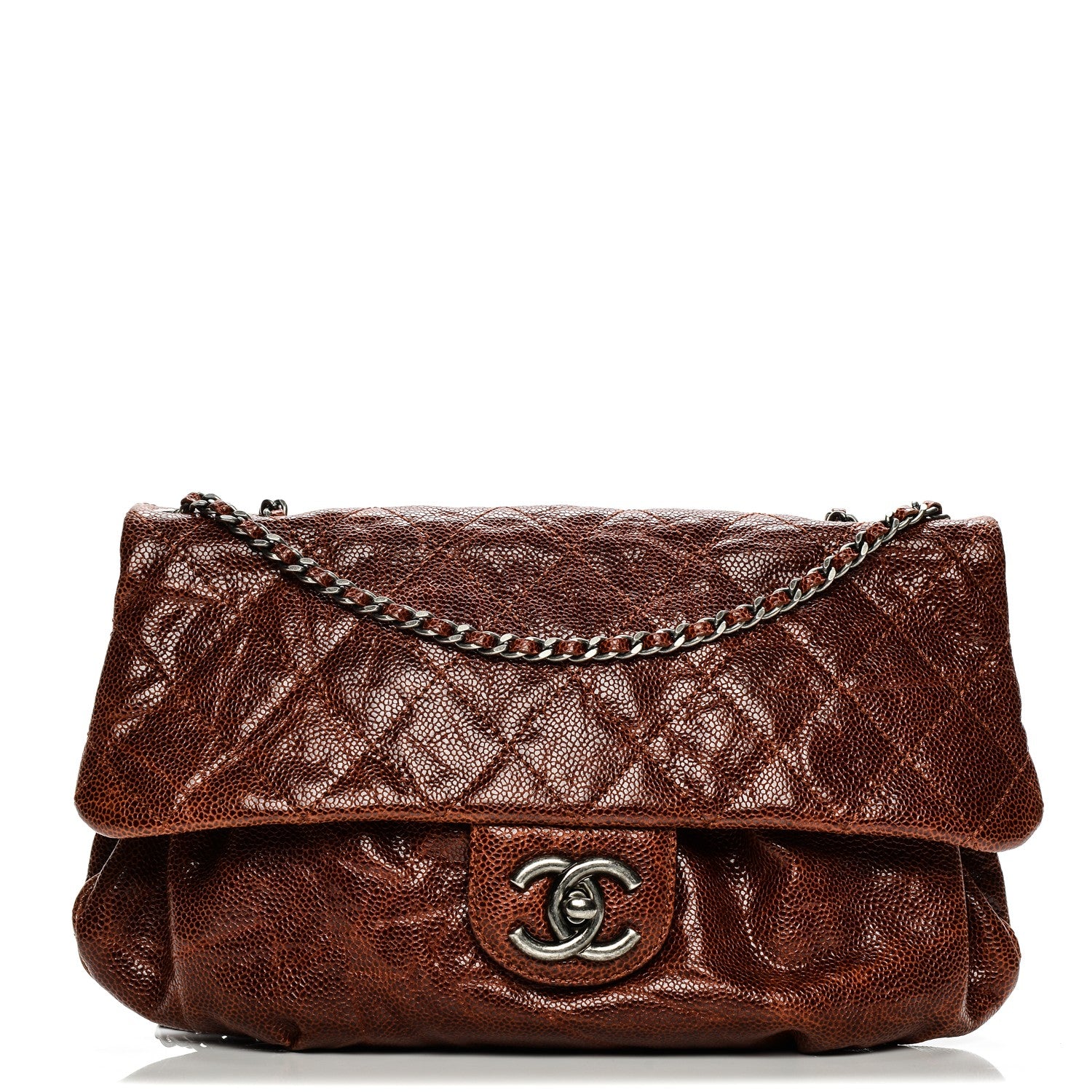 Chanel Crumpled Calfskin Quilted Medium Elastic Flap Bordeaux 1 of 7