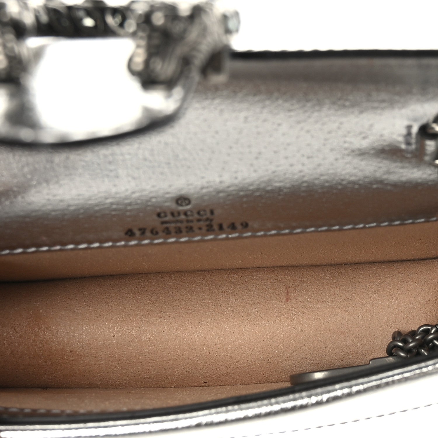 Gucci Metallic Calfskin Super Mini Dionysus Shoulder Bag Silver 5 of 8