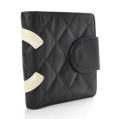 Chanel Calfskin Quilted Cambon Bi-Fold Wallet Black White 3 of 7
