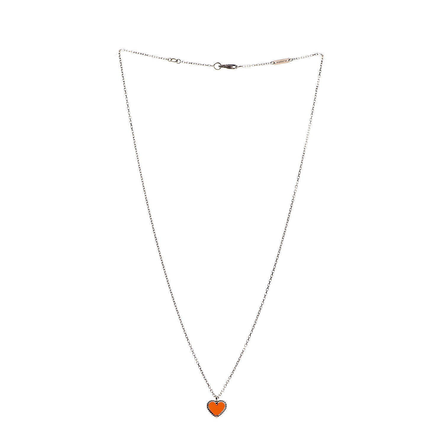 Van Cleef & Arpels 18K Rose Gold Carnelian Sweet Alhambra Heart Pendant Necklace 3 of 7