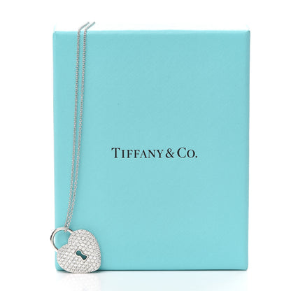 Tiffany Platinum Diamond Large Heart Lock Pendant Necklace 6 of 6