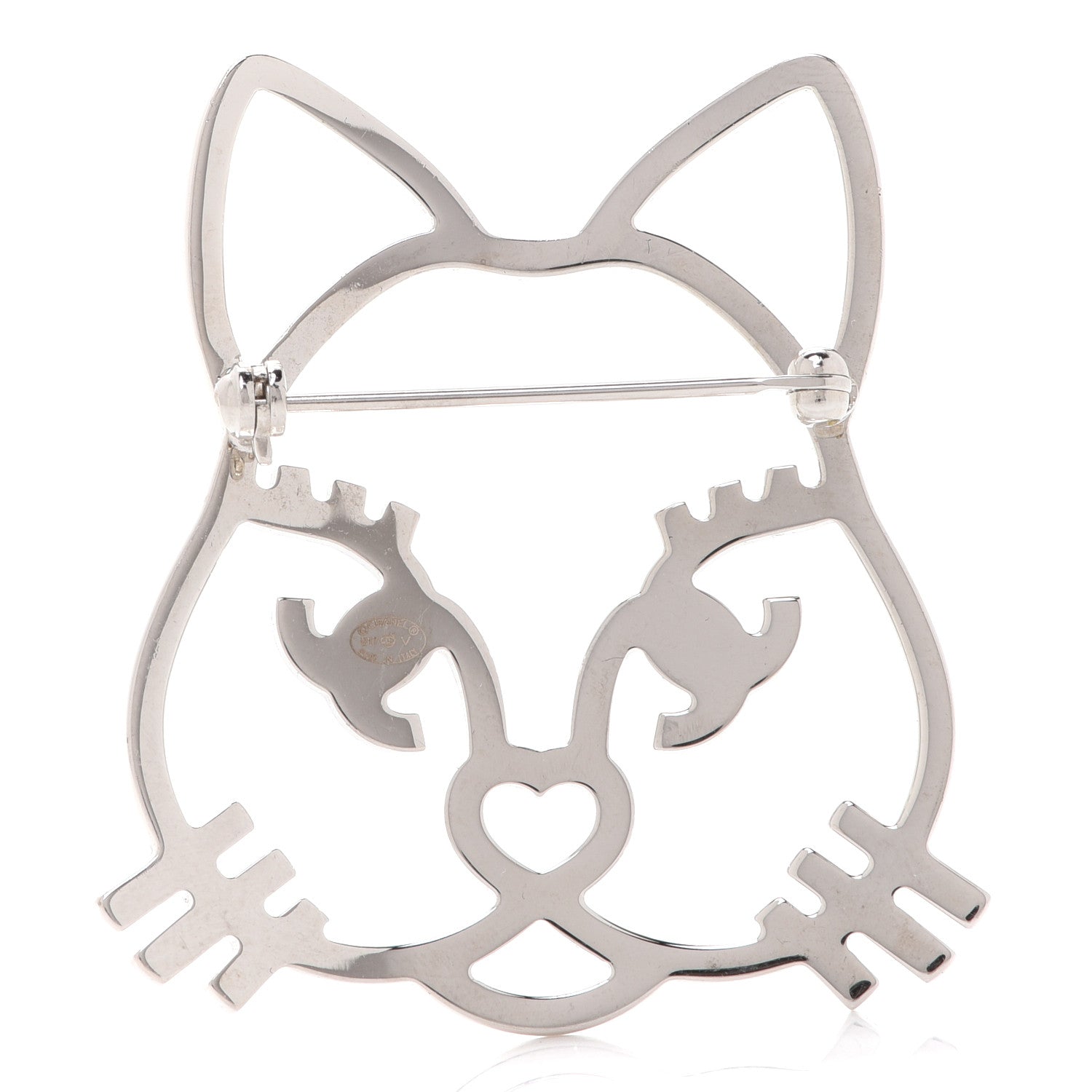 Chanel Strass Crystal Emoji Choupette Cat Brooch Silver 3 of 5