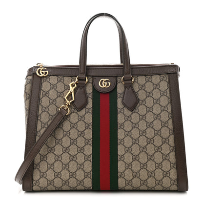 Gucci GG Supreme Monogram Web Medium Ophidia Tote Bag Brown 1 of 10