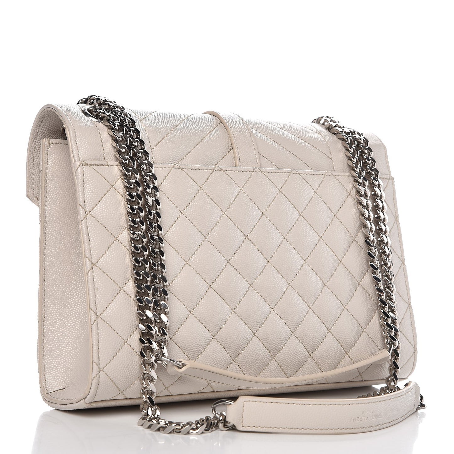 Grain De Poudre Textured Mixed Matelasse Medium Triquilt Monogram Satchel Porcellana