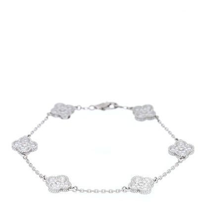 Van Cleef & Arpels 18K White Gold Diamond 6 Motifs Sweet Alhambra Bracelet 1 of 4