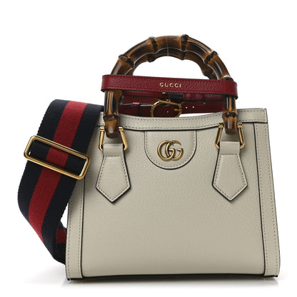 Gucci Textured Calfskin Web Mini Diana Tote Bag Mystic White 1 of 9