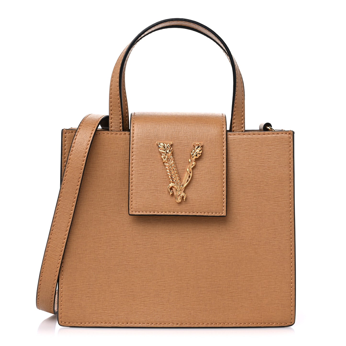 Saffiano Virtus Top Handle Shoulder Bag Camel