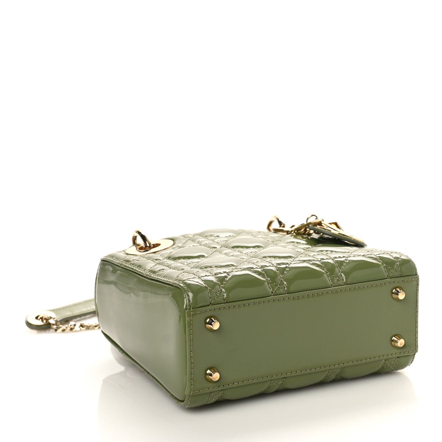 Patent Cannage Mini Lady Dior Dusty Jade