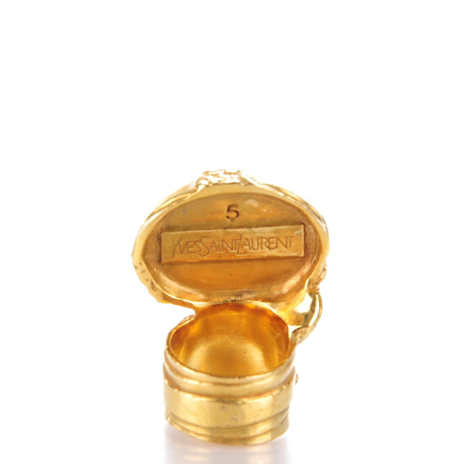 Saint Laurent Glass Cabochon Arty Ovale Ring 5 Gold Pink 4 of 4
