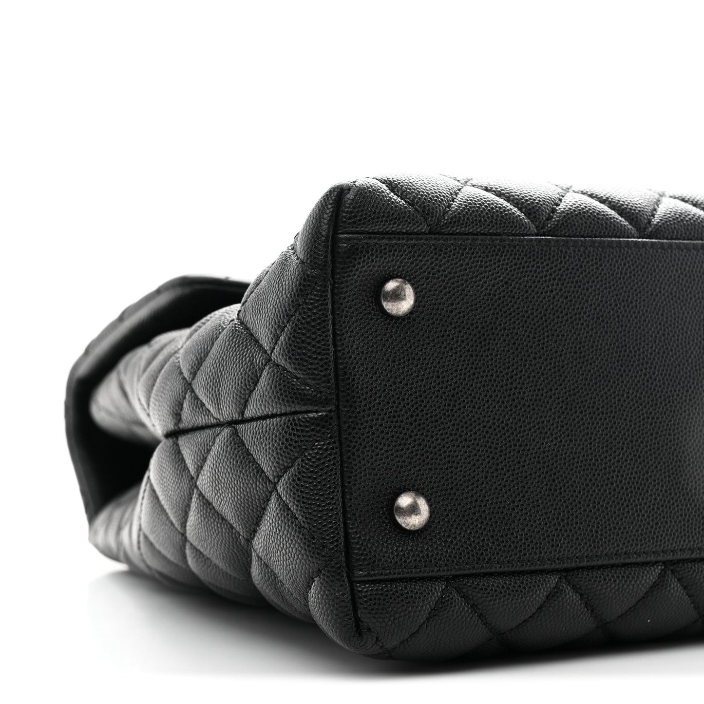 Caviar Quilted Large Coco Handle Flap Black