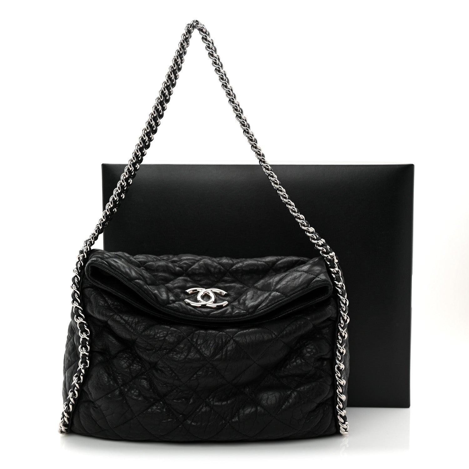 Chanel Washed Lambskin Chain Around Hobo Black 12 of 12