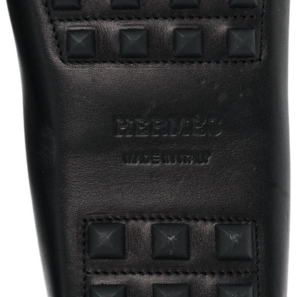 Hermes Supple Calfskin Mens Irving Driving Moccasin Loafers 40 Black 6 of 11