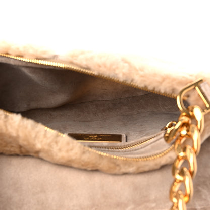 Christian Dior X ERL VENICE Shearling Cannage Saddle Bag Natural 5 of 9