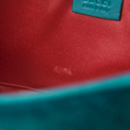 Gucci Velvet Matelasse Small GG Marmont Chain Shoulder Bag Pavone Cyan 10 of 11