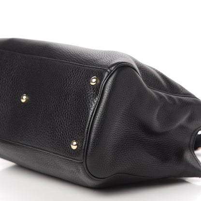 Gucci Pebbled Calfskin Medium Bamboo Shopper Tote Black 7 of 10