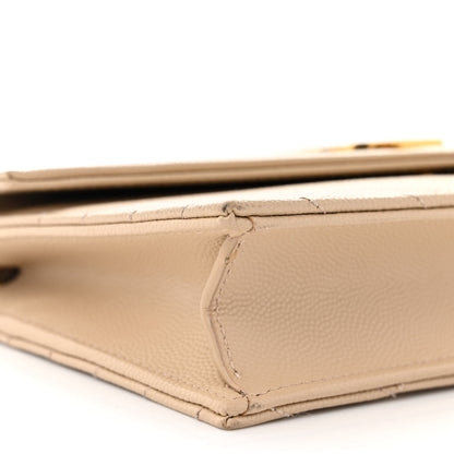 Saint Laurent Grain De Poudre Matelasse Chevron Monogram Envelope Chain Wallet Nude Powder 9 of 11