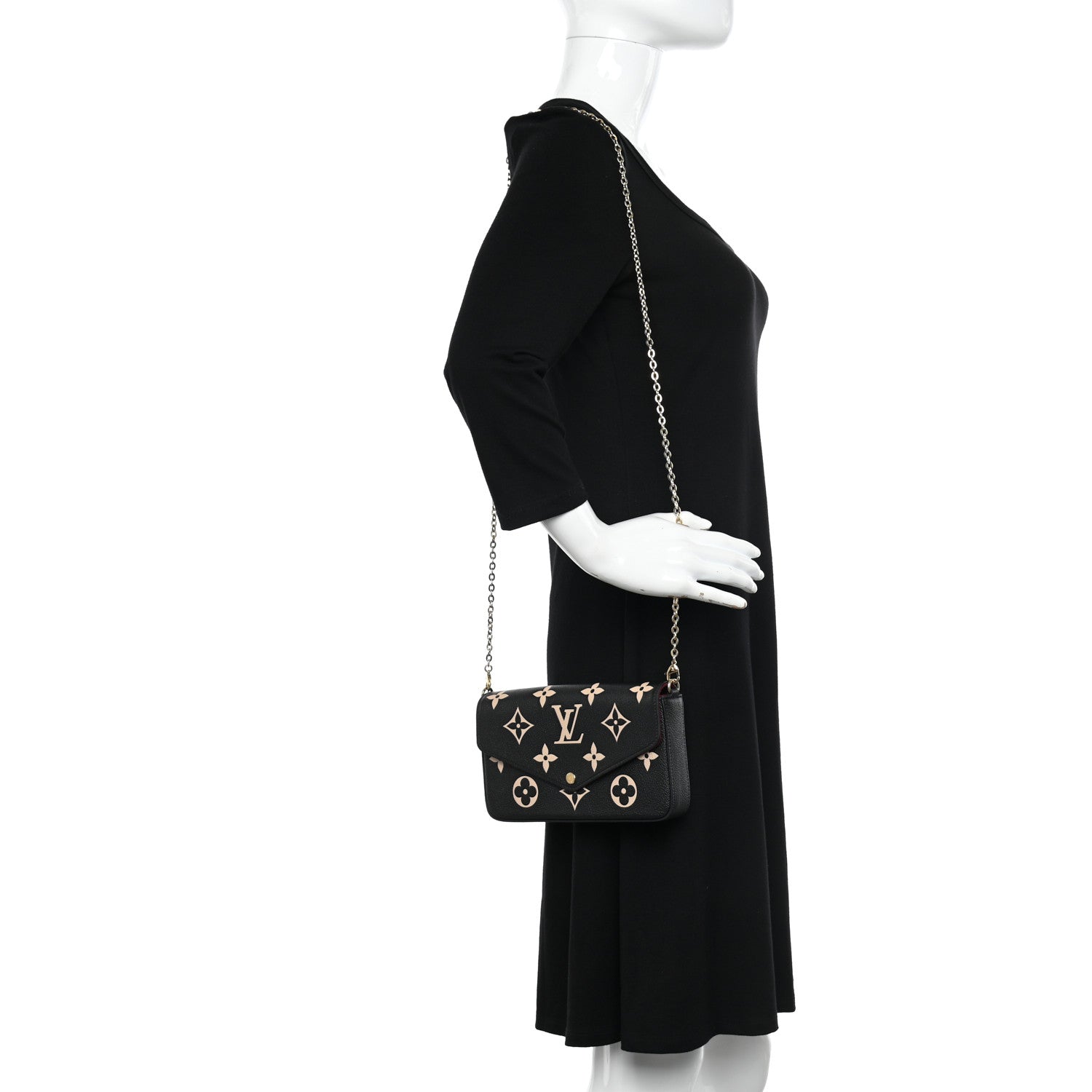 Louis Vuitton Empreinte Monogram Giant Felicie Pochette Black Beige 2 of 10