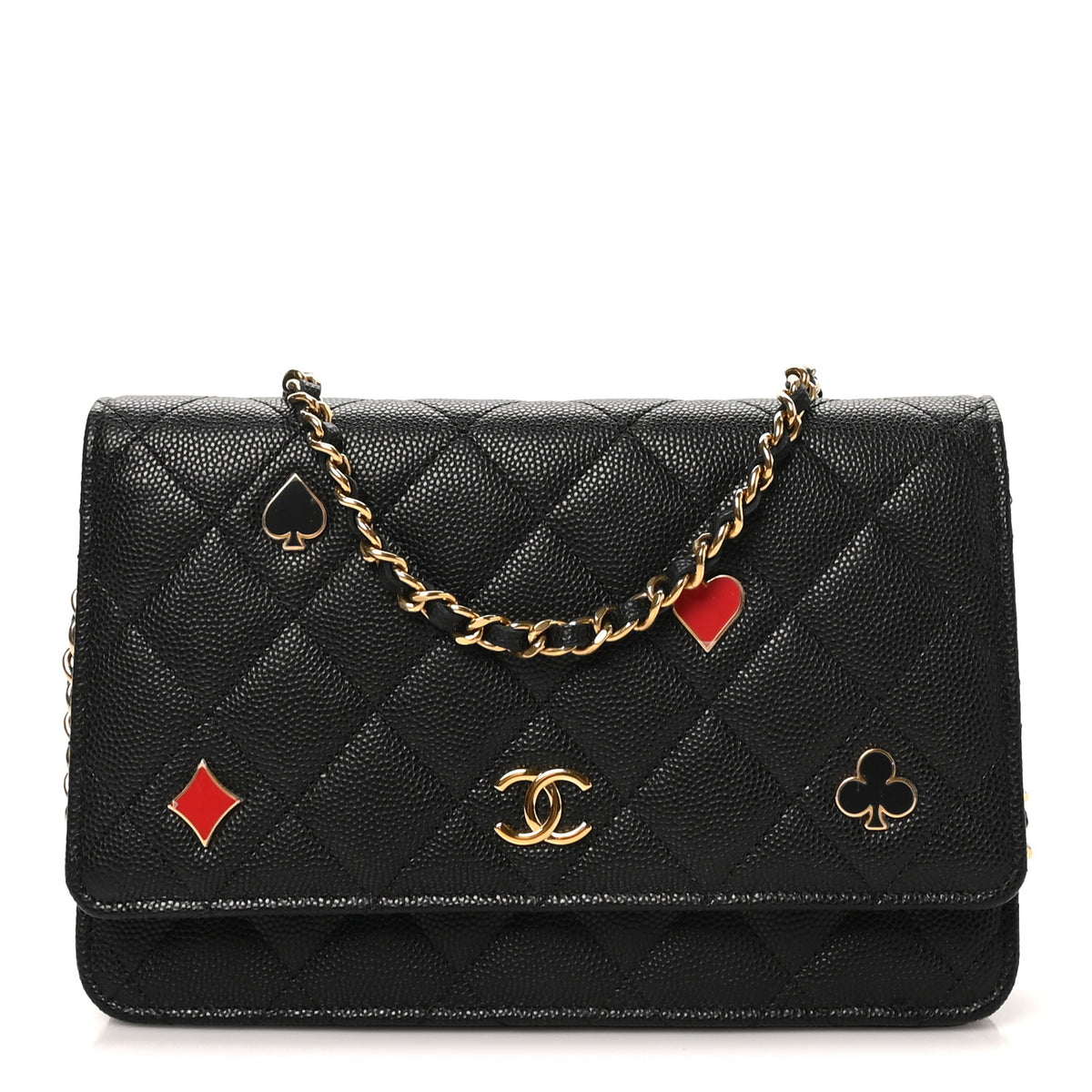 Chanel Caviar Quilted Enamel Coco Casino Wallet On Chain WOC Black 1 of 10