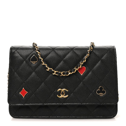 Chanel Caviar Quilted Enamel Coco Casino Wallet On Chain WOC Black 1 of 10