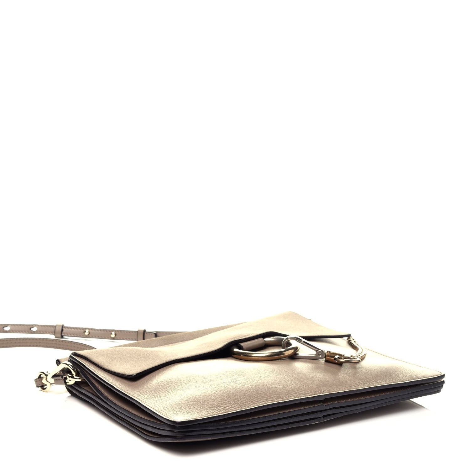 Chloe Calfskin Suede Medium Faye Shoulder Bag Motty Grey 4 of 9