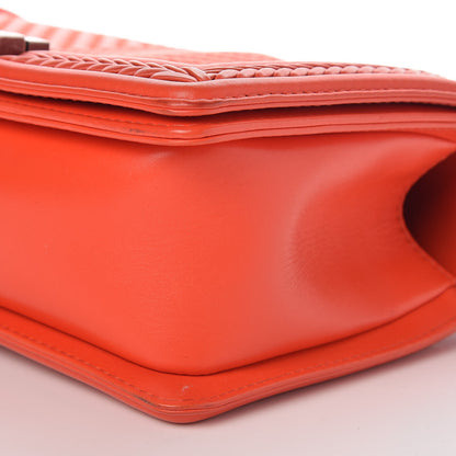 Chanel Calfskin Chevron Quilted Medium Braided Boy Flap Orange 9 of 10