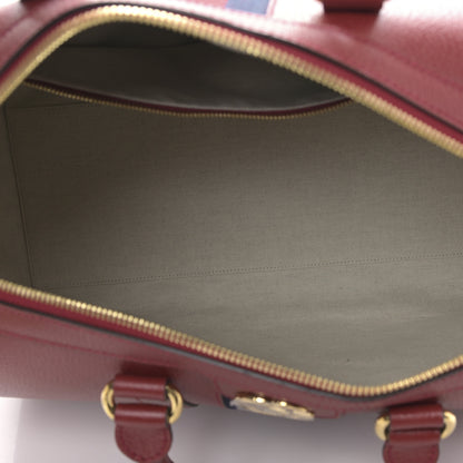 Gucci Textured Dollar Calfskin Web Medium Savoy Duffle Bag Red 6 of 9