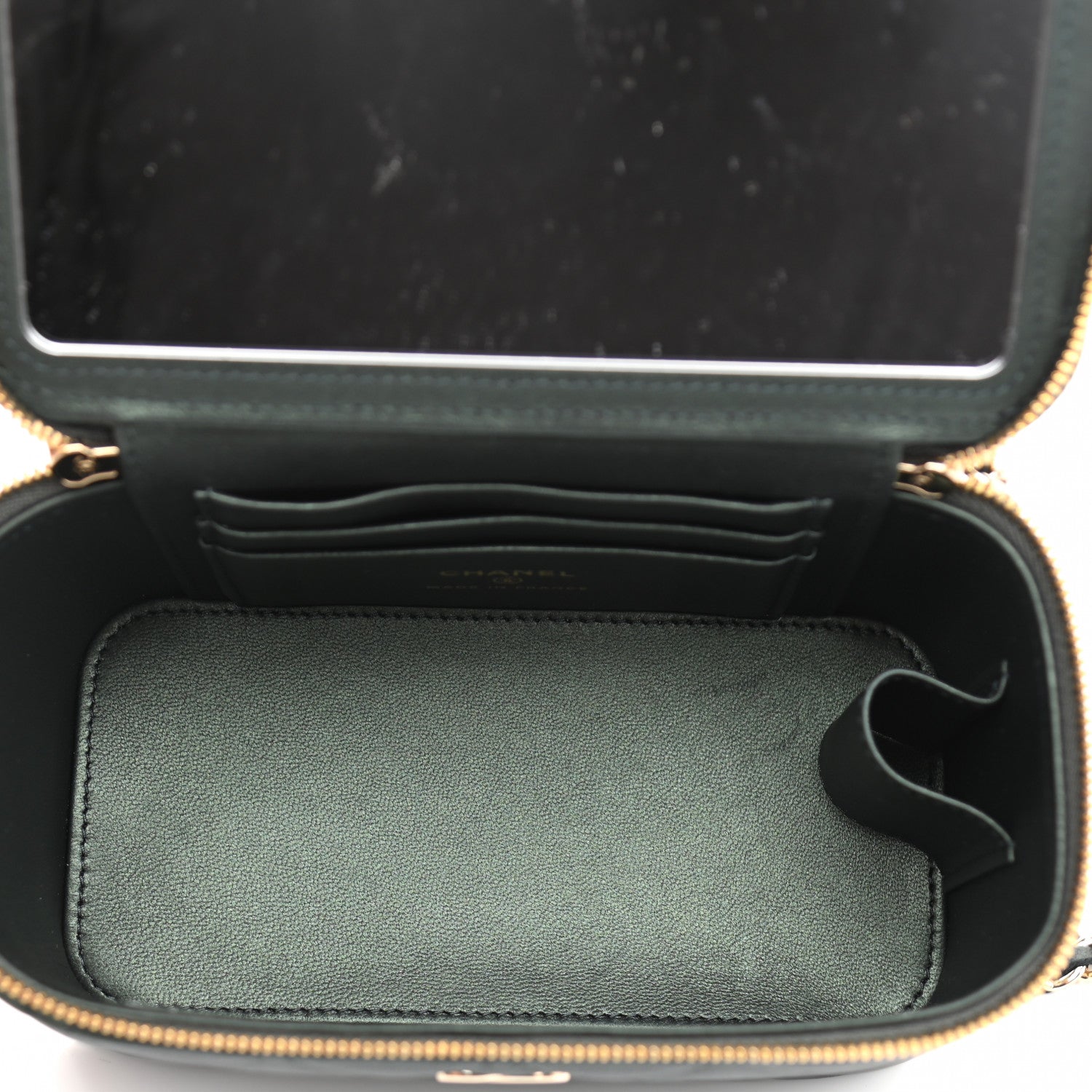 Chanel Iridescent Lambskin Quilted Small Top Handle Vanity Case With Chain Dark Green 5 of 12