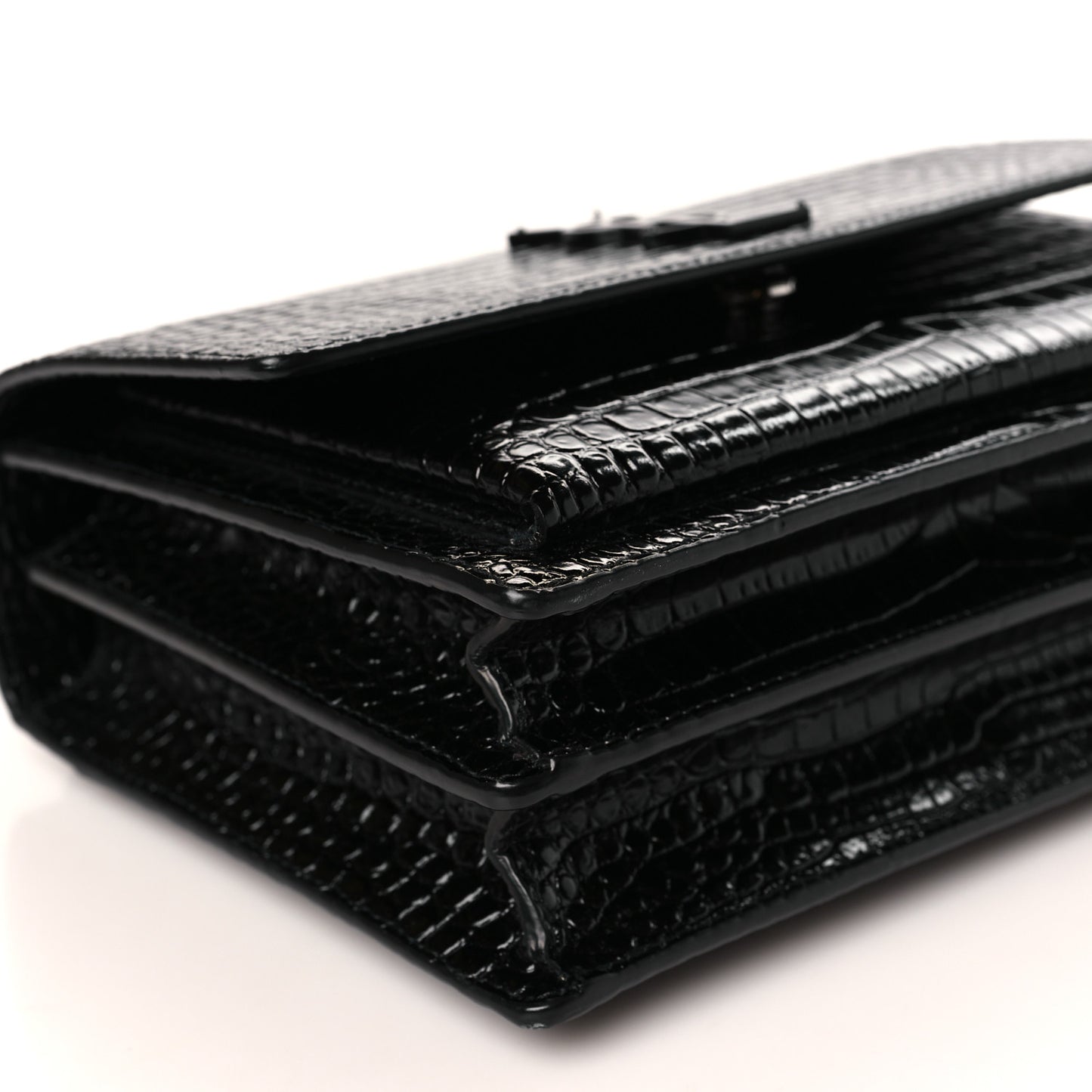 Calfskin Crocodile Embossed Medium Monochrome Monogram Sunset Black
