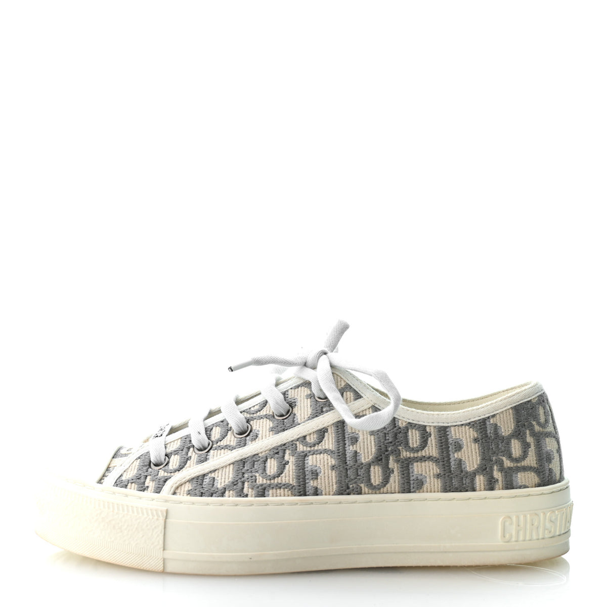 Christian Dior Canvas Oblique Walk'N'Dior Low Top Sneakers 37 Grey Stone 1 of 9