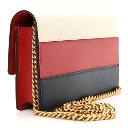 Gucci Calfskin Queen Margaret Chain Wallet Blue Agata Hibiscus Red Mystic White 3 of 10