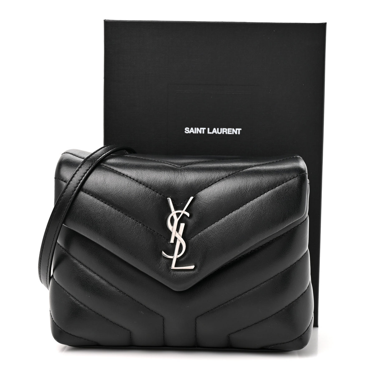 Calfskin Y Quilted Monogram Toy Loulou Crossbody Bag Black
