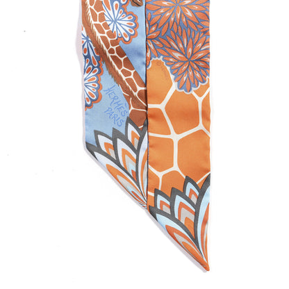 Hermes Silk The Three Graces Twilly Bleu Jean Orange Rouille 4 of 5