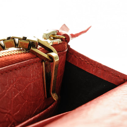 Balenciaga Agneau Gold Metallic Edge Hardware Wallet On Chain Red 8 of 8