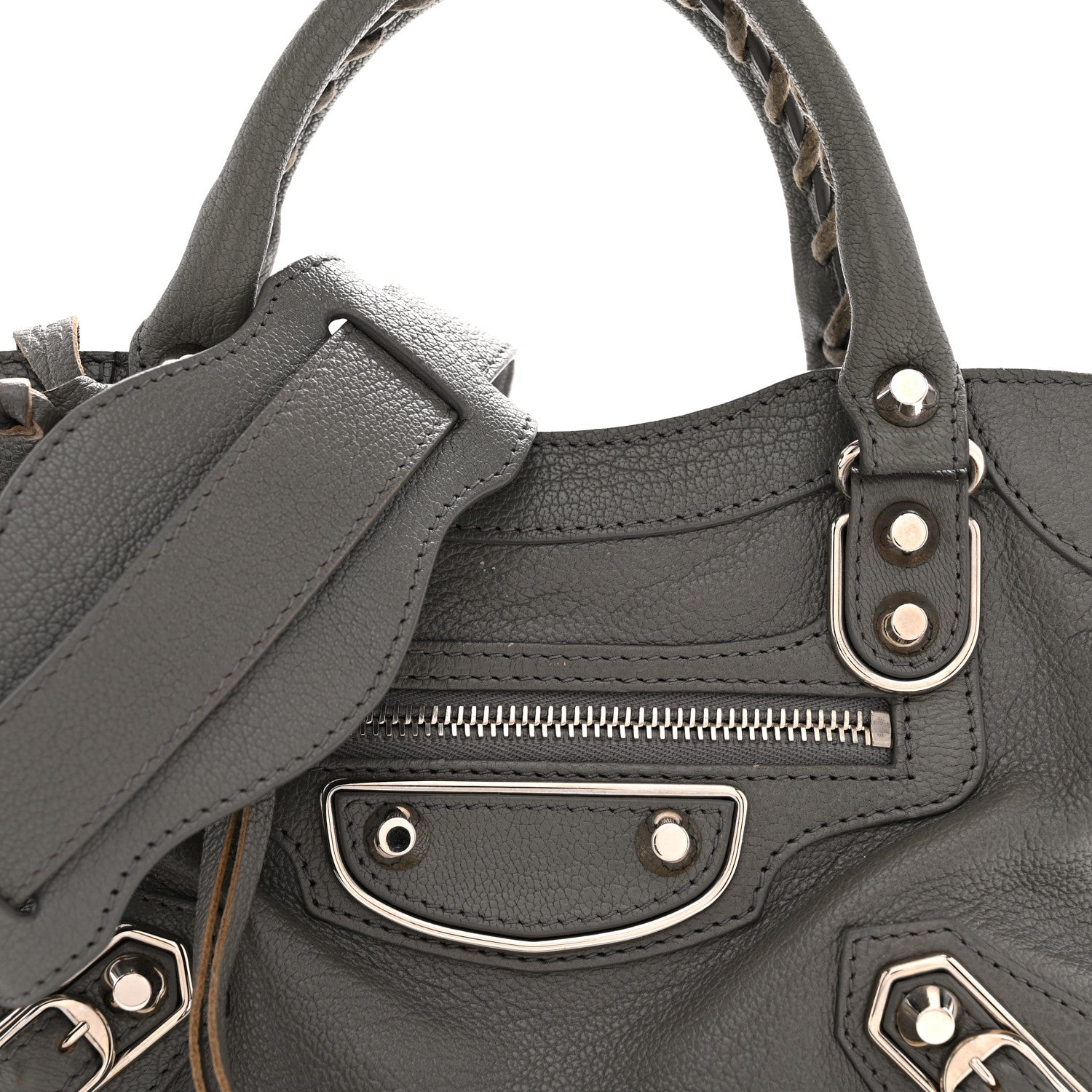 Balenciaga Chevre Silver Metallic Edge Hardware Mini City Bleu Acier 9 of 13